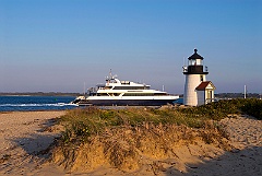 Ferry Passes By Brant Pont Lighthouse on Nantucket Island